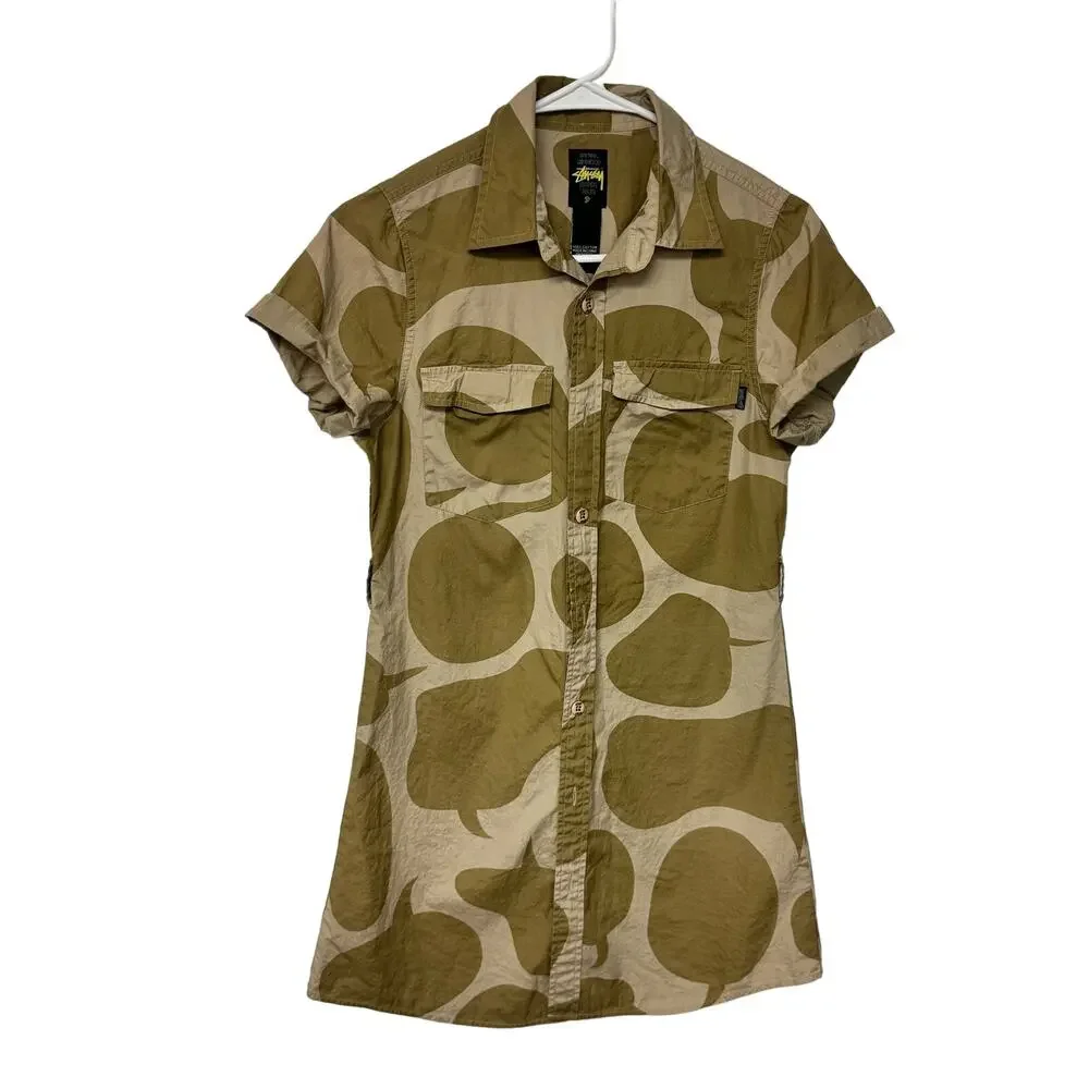 Stussy Dress Mini Sz Small Green olive camo button - Picture 2 of 6